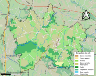 Barevná mapa znázorňující využití půdy.