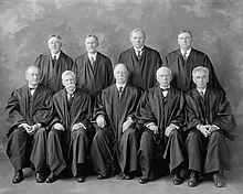 The U.S. Supreme Court in 1925. Taft is seated in the bottom row, middle. 1925 U.S. Supreme Court Justices.jpg