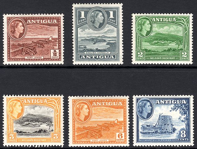 The Queen on 1953 Antiguan stamps