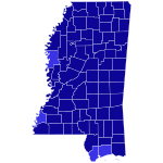 1954 Elecciones al Senado de los Estados Unidos en Mississippi mapa de resultados por condado.svg