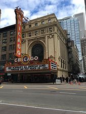 The Powerade Jam Fest was held at the Chicago Theatre on March 28. 20160328 Chicago Theatre Marqee for the 2016 McDonald's All-American Boys Game Jam Fest.JPG