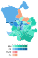 Mapa de la elección municipal de 2019 en Madrid por barrios