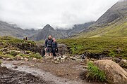 A view of the waterfalls in the Fairy Pools in the Isle of Skye.