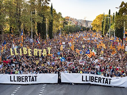Supporters of Catalan independence in October 2019