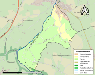 Barevná mapa znázorňující využití půdy.