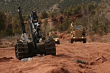 The Talon Robot examines ordnance during the 576th Engineer Company Field Training Exercise (FTX) at Camp Red Devil, Fort Carson in March 2013. 576th Engineers.jpg