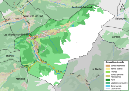 Mapa de colores que muestra el uso de la tierra.