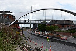 A view of the Castle Street section of the A63 during a weekend road closure. Castle Street was closed in both directions due to extensive work being undertaken on the Myton Swing Bridge.