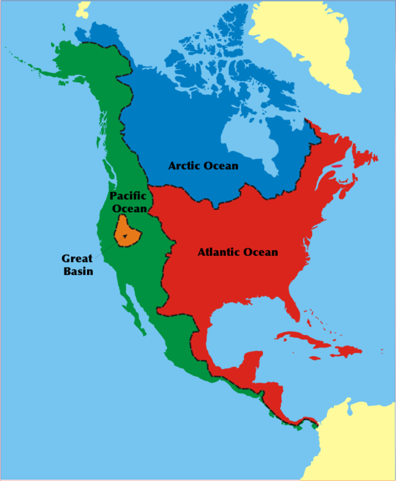 Плато большой бассейн на карте Северной Америки