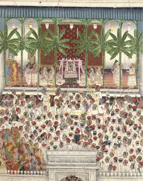 File:A gathering at the Shrinathji temple, c.1880, in Mewar style.jpg