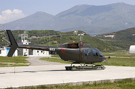 An Albanian Air Force AB206 at Farke airbase