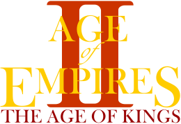 Age of Empires The Age of Kings est inscrit sur trois lignes et en fond figure un grand II de couleur rouge.