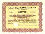 Aktien-Schein der Kaliwerke Krügershall Aktiengesellschaft