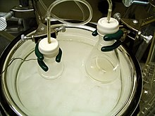 Septa seal the two conical flasks. A cannula is used to transfer THF from the flask on the right to the flask on the left. Aldolrxnpic.jpg