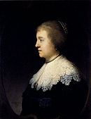 Portrait of Amalia of Solms . 1632. oil on canvas medium QS:P186,Q296955;P186,Q12321255,P518,Q861259 . 69.5 × 54.5 cm (27.3 × 21.4 in). Paris, Musée Jacquemart-André.