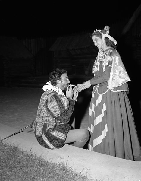 File:Andy Griffith (left) as an actor in the Lost Colony, Manteo, NC, July 1949. Barbara Edwards on right, photo taken by John Hemmer. From Conservation and Development Department, Travel and Tourism photo (7495686238).jpg