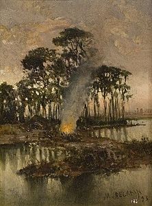 Антоніо Муньйос Дегран. «Багаття на березі Тібра, 1893 р.