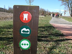 Markers for different ways in Armentia park