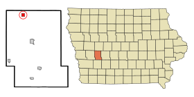 Audubon County Iowa Incorporated and Unincorporated areas Gray Highlighted.svg