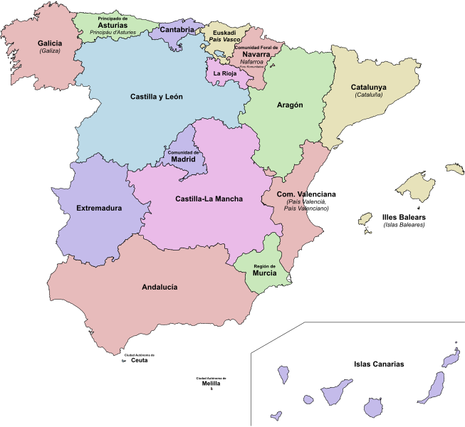 File:Autonomous communities of Spain.svg