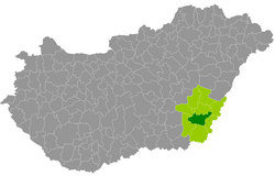 Location of the district in Hungary