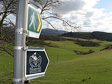 Southern edge. Waymarked path near Llyn Barfog in Gwynedd