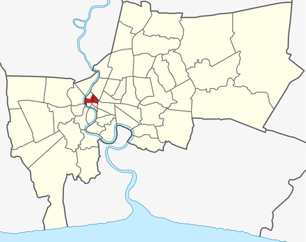 Location of the Rattanakosin district in Bangkok