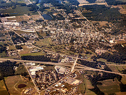 Batesville from the air, looking southwest