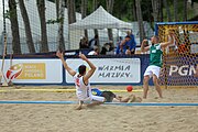 Deutsch: Beachhandball Europameisterschaften 2019 (Beach handball Euro); Tag 3: 4. Juli 2019 – Männer, Platzierungsrunde Gruppe IV, Schweden-Nordmazedonien 2:0 (20:10, 32:15) English: Beach handball Euro; Day 3: 4 July 2019 – Men Consolation Round Group IV – Sweden-North Macedonia 2:0 (20:10, 32:15)