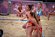 Deutsch: Beachhandball bei den Olympischen Jugendspielen 2018; Tag 5, 10. November 2018; Mädchen, Hauptrunde - Kroatien-Argentinien 1:2 English: Beach handball at the 2018 Summer Youth Olympics at 11 October 2018 – Girls Main Round – Croatia-Argentina 1:2