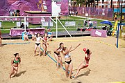 Deutsch: Beachhandball bei den Olympischen Jugendspielen 2018; Tag 3, 9. Oktober 2018; Mädchen, Vorrunde, Gruppe A - Kroatien-Ungarn 0:2 English: Beach handball at the 2018 Summer Youth Olympics at 9 October 2018 – Girls Preliminary Round Group A‎ – Croatia-Hungary 0:2