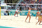 Deutsch: Beachvolleyball bei den Olympischen Jugendspielen 2018; Tag 9, 15. Oktober 2018; Mädchen, Viertelfinale: Puerto Rico-Russland 0–2 (12–21/10–21) English: Beach volleyball at the 2018 Summer Youth Olympics at 15 October 2018 – Girls Quarterfinals: Puerto Rico-Russia 0–2 (12–21/10–21)