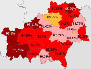 Bielorrusos en la provincia     >95%     90–95%     85—90%     <85%
