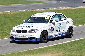 Beric Lynton (BMW 1M) at the Wakefield Park round. BMW was awarded the Manufacturers' Championship and Lynton won the Production Car Championship title. Beric Lynton 2014 AMC Wakefield.JPG