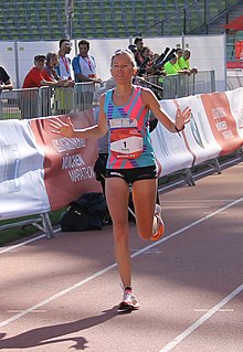 Crossing the finish line at the Munich Marathon 2018