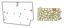 Comitatul Bradford Pennsylvania Zonele încorporate și necorporate Le Raysville Highlighted.svg