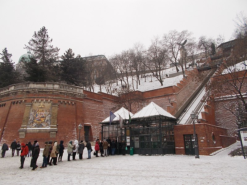 File:Budapest Castle Hill Funicular. Lower station on a snowy day. - Hungary.JPG