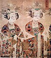 Young female Buddhist donors. Cave 98, Five Dynasties era.