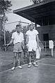 Two Dutch men on tennis court in Tanah Abang, 1947