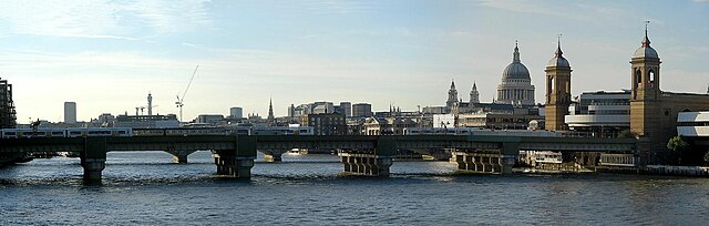 Looking upstream to Cannon Street railway bridge, scene of the disaster