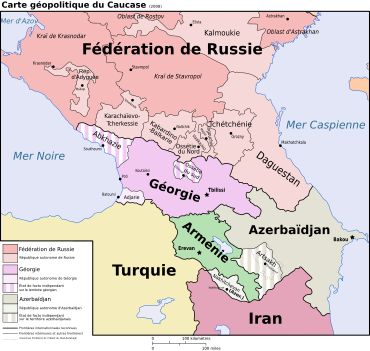 Carte géopolitique du Caucase.