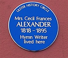 Blue plaque on the former Bishop's Palace in Derry