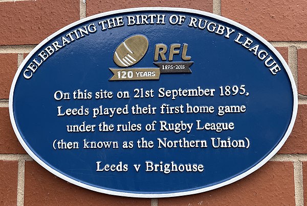 Plaque celebrating the birth of Rugby League in 1895