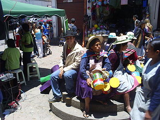 People in La Paz city center Centro de La Paz en Bolivia.JPG