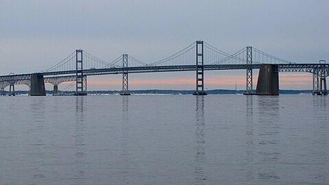 The Chesapeake Bay Bridge connects Maryland's Eastern and Western Shores.