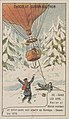 Tegning av ballongen ved Lifjell på samlerkort med luftfartsbegivenheter, utgitt av en fransk sjokoladeprodusent tidlig på 1900-tallet Album med samlerkort: Gallica[37]