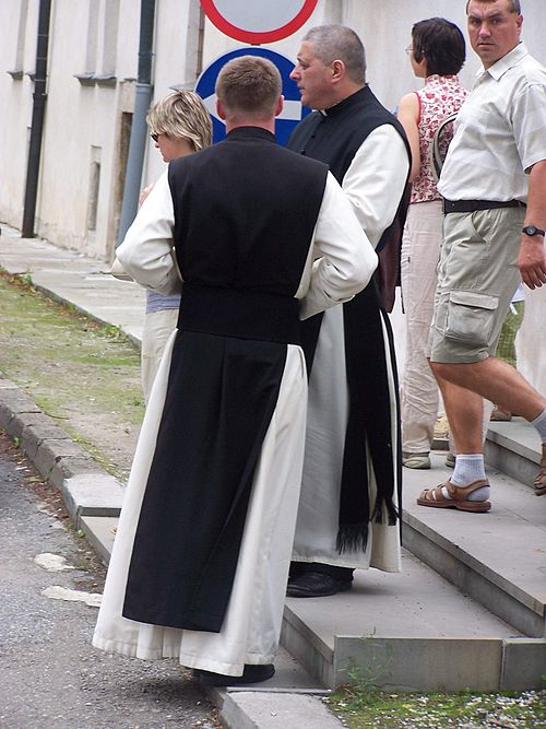 Black scapulars worn by Cistercian monks as part of their religious habits