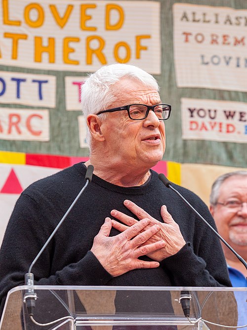 Jones speaking at the National AIDS Memorial on World AIDS Day, 2019