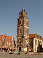 Church of St. Lambert, the destination of the yearly Grand Cross procession, with its 17th-century baroque tower