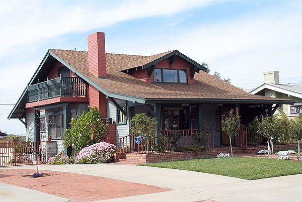 An American Craftsman-style bungalow in San Diego, typical in older neighborhoods of many Western and Upper Midwest American cities